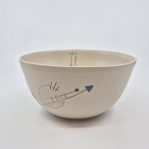 Saladier en céramique fait main collection Géometrik, décor graphique, Atelier Kaolin Grenoble